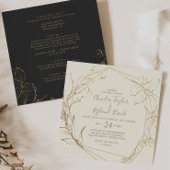 Gilded Floral | Cream and Gold All-in-One Weddensc Kaart