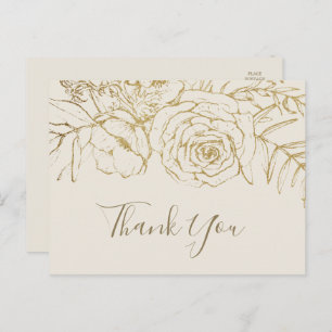 Gilded Floral   Cream and Gold Hartelijk dank Brie Briefkaart