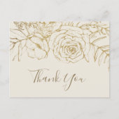 Gilded Floral | Cream and Gold Hartelijk dank Brie Briefkaart (Voorkant)