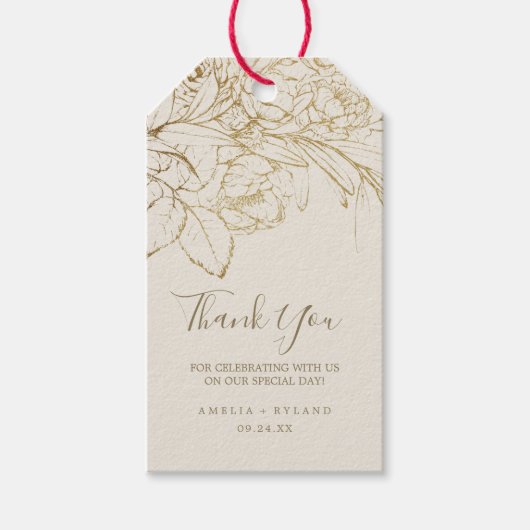 Gilded Floral | Cream and Gold Hartelijk dank Cadeaulabel (Voorkant)