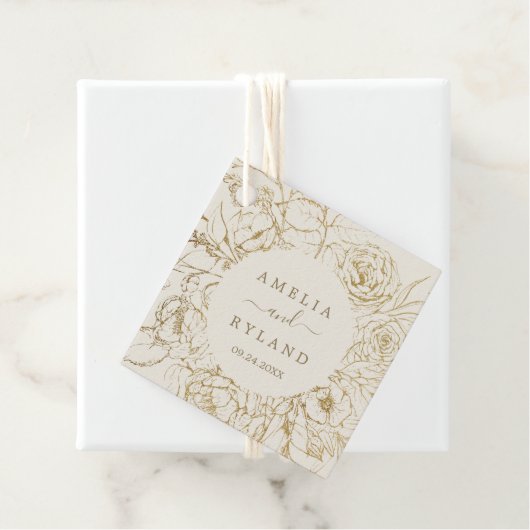 Gilded Floral | Cream and Gold Wedding Bedankjes Labels (In situ)