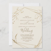 Gilded Floral | Cream and Gold Wedding Kaart (Voorkant)