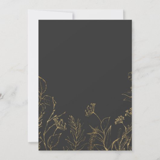 Gilded Floral | Cream and Gold Wedding Kaart (Achterkant)