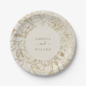 Gilded Floral | Cream and Gold Wedding Papieren Bordje (Voorkant)