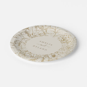 Gilded Floral   Cream and Gold Wedding Papieren Bordje