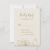 Gilded Floral | Cream- en Gold-eenvoudige RSVP-kaa RSVP Kaartje (Voorkant)