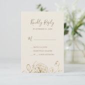 Gilded Floral | Cream- en Gold-eenvoudige RSVP-kaa RSVP Kaartje (Staand voorkant)