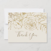 Gilded Floral | Cream en Gold Hartelijk dank Bedankkaart (Voorkant)