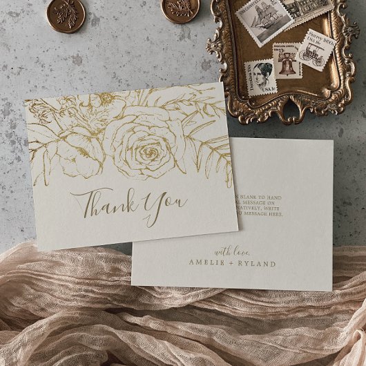 Gilded Floral | Cream en Gold Hartelijk dank Bedankkaart