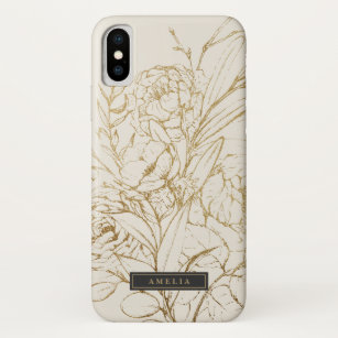 Gilded Floral Cream en Gold Persoonlijke Naam Case-Mate iPhone Case