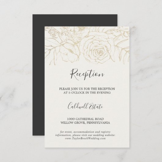 Gilded Floral | Cream & Gold Faded Recept Informatiekaartje (Voorkant / Achterkant)