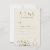 Gilded Floral Cream & Gold Song Request RSVP Card (Voorkant)