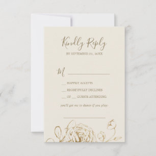 Gilded Floral Cream & Gold Song Request RSVP Card Kaartje