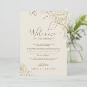 Gilded Floral Cream Welcome Letter & Itinerary (Staand voorkant)