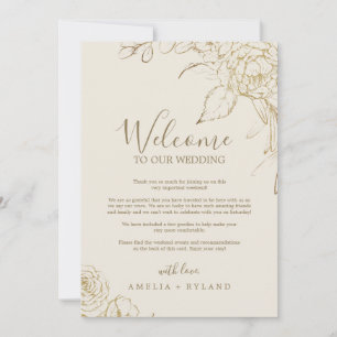 Gilded Floral Cream Welcome Letter & Itinerary