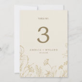 Gilded Floral | Crème- en Gold 5x7-inch-tabelnumme Kaart (Voorkant)