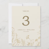 Gilded Floral | Crème- en Gold 5x7-inch-tabelnumme Kaart (Achterkant)