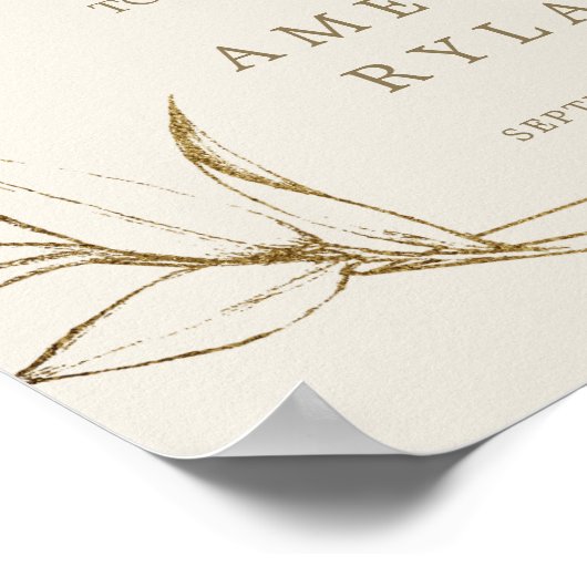 Gilded Floral | Crème en Gold Welcome Wedding Poster (Hoek)