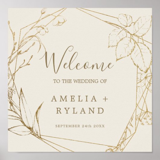 Gilded Floral | Crème en Gold Welcome Wedding Poster (Voorkant)
