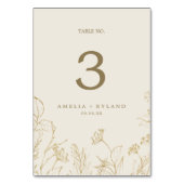 Gilded Floral | Crème- en goudtabelnummer Kaart (Voorkant)