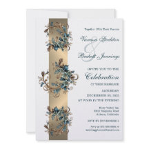 Gilded Floral Elegance Wedding Invitation