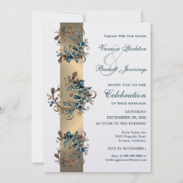 Gilded Floral Elegance Wedding Invitation Kaart