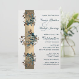 Gilded Floral Elegance Wedding Invitation Kaart
