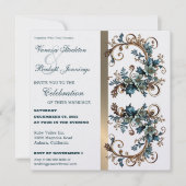 Gilded Floral Elegance Wedding Invitation Kaart (Voorkant)