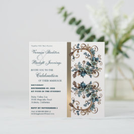 Gilded Floral Elegance Wedding Invitation Kaart