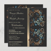 Gilded Floral Elegance Wedding Invitation Kaart (Voorkant / Achterkant)