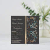 Gilded Floral Elegance Wedding Invitation Kaart (Staand voorkant)