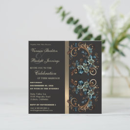 Gilded Floral Elegance Wedding Invitation Kaart