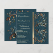 Gilded Floral Elegance Wedding Invitation Kaart (Voorkant / Achterkant)