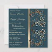 Gilded Floral Elegance Wedding Invitation Kaart (Voorkant)