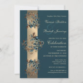 Gilded Floral Elegance Wedding Invitation Kaart (Voorkant)