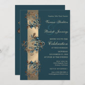 Gilded Floral Elegance Wedding Invitation Kaart (Voorkant / Achterkant)