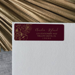 Gilded Floral   Etiket van het Burgundy Gold Retur