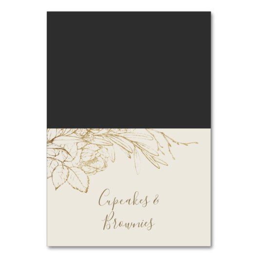 Gilded Floral | Etiketten voor room en goudbuffet Kaart (Voorkant)