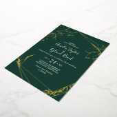 Gilded Floral Gold Foil Emerald Front Back Weduwen Folie Uitnodiging (Gedraaid)