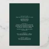 Gilded Floral Gold Foil Emerald Front Back Weduwen Folie Uitnodiging (Achterkant)