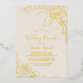 Gilded Floral | Gold Foil en Cream Wedding Brunch Folie Uitnodiging (Voorkant)