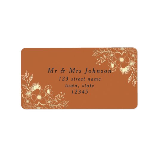 Gilded Floral Gold Return-adreslabel Etiket (Voorkant)