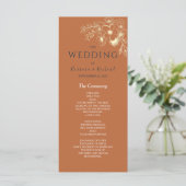 Gilded Floral Gold Wedding Programme Programmakaart (Staand voorkant)