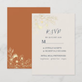 Gilded Floral Gold Wedding RSVP Kaart (Voorkant / Achterkant)