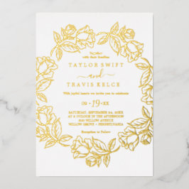Gilded Floral | Gouden bruidsbruiloft Folie Uitnodiging