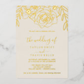 Gilded Floral | Gouden bruidsbruiloft Folie Uitnodiging (Voorkant)