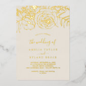 Gilded Floral | Gouden olievierde bruiloft Folie Uitnodiging (Voorkant)