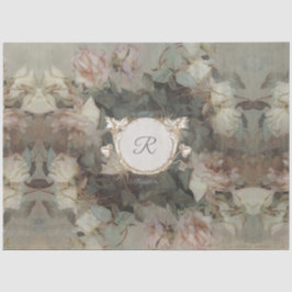 Gilded Floral Impressionism Monogram Decoupage Art Tissuepapier