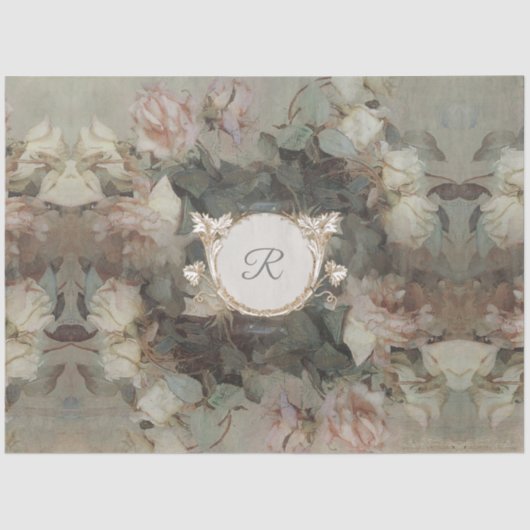 Gilded Floral Impressionism Monogram Decoupage Art Tissuepapier (Voorkant)