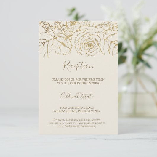 Gilded Floral | Kaart invullen voor crème en goude (Staand voorkant)